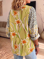 Vintage Elegant Button Long Sleeve Patterned Shirt