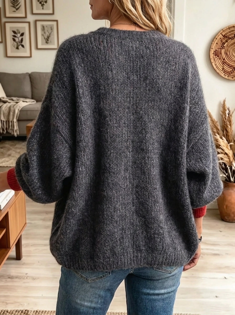 Women's Contrast Pocket Button-Front Knit Cardigan