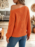 Vintage Elegant Knitted Fabric Off-the-shoulder Sweater