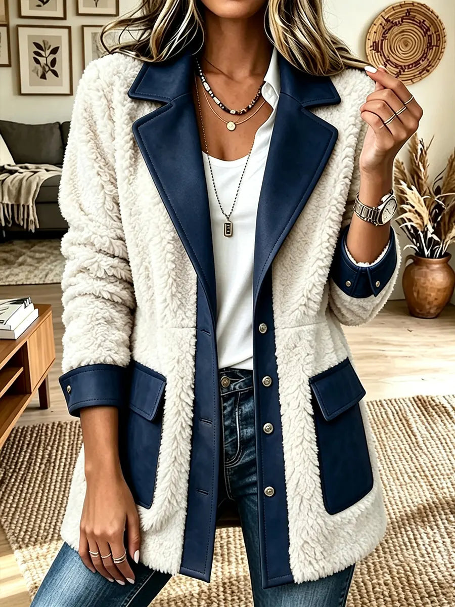 Women's Lapel Faux Shearling Jacket