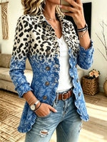 Women's Ombre Leopard Floral Ruffle Jacket