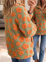 Vintage Elegant Floral Fleece Sweatshirt