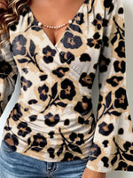 Retro Floral Pattern Art Print Casual Stylish Cotton V Collar Shirt