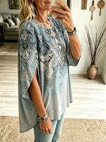 Women's Paisley Gradient Loose Wide Sleeve Top