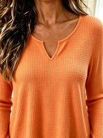 Women's Split Neck Crochet Hem Tunic Top
