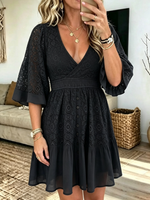 Women's Floral Lace V-Neck Mini Dress