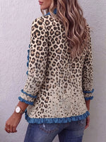 Vintage Elegant Pattern Patchwork Denim Ruffled Jacket