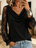 Mustard Velvet Ruffle V‑Neck Long Puff Sleeve Blouse