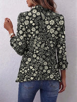 Retro Floral Pattern Art Print Ruffle Casual Stylish Cotton Lapel Coat