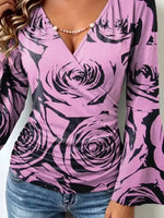Retro Floral Pattern Art Print Casual Stylish Cotton V Collar Shirt