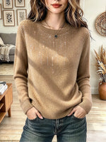 Vintage Elegant Sparkling Rhinestones Knit Sweater