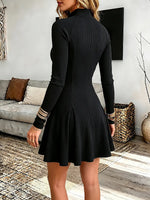 Vintage Elegant Zip-neck Stand-collar Dress