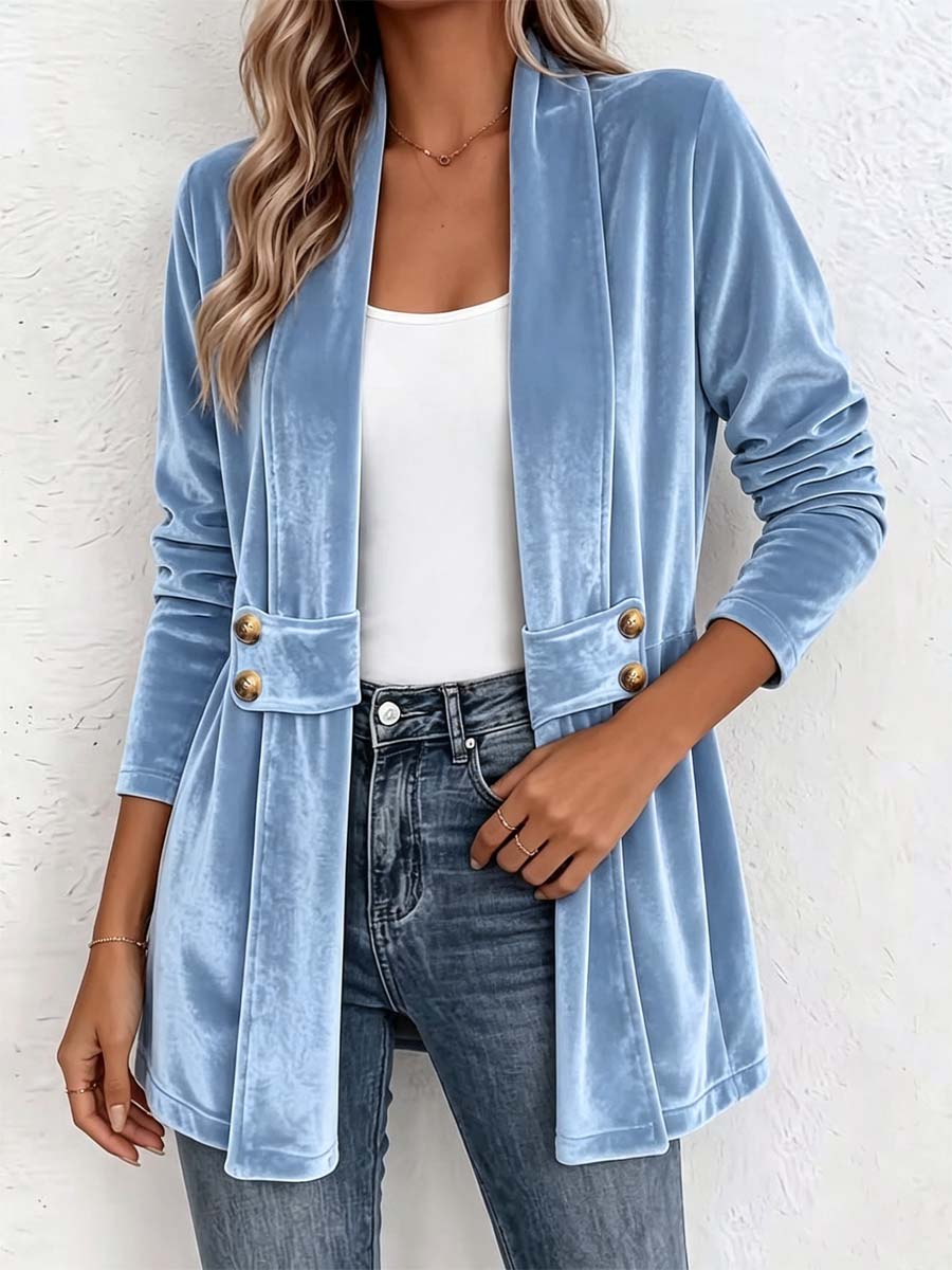 Retro Elegant Long Sleeve Casual Loose Stylish Velvet Cardigan Coat