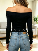 Retro Chic Off‑shoulder Hollow Art Casual Stylish Long Sleeve Shirt