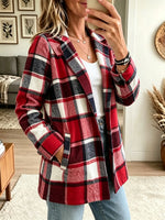 Women's Plaid Print Open-Front Cardigan Coat