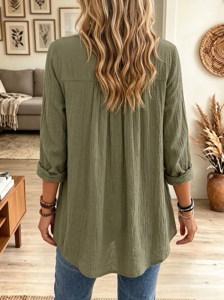 Women's 2-Piece Crinkle Gauze Cardigan and Blouse Set