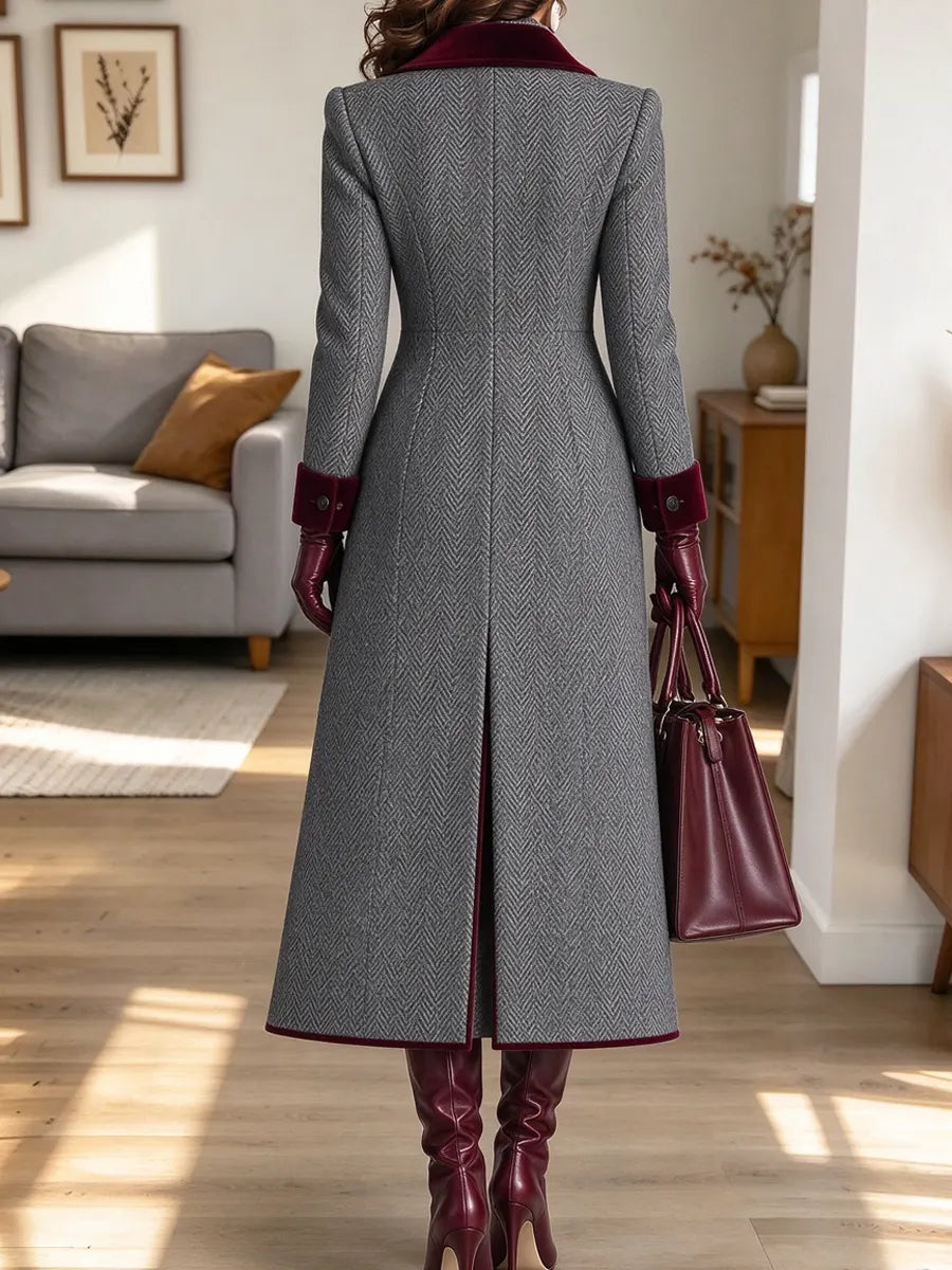 Retro Chic Art Casual Stylish Long Sleeve Lapel Coat And Turtleneck Knit Elegant Dress