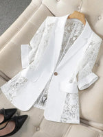 Retro Elegant Solid Color Lace Patchwork Art Casual Stylish Blazer Coat