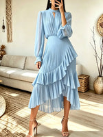 Retro Elegant Ruffle Art Casual Stylish Long Sleeve Midi Dress