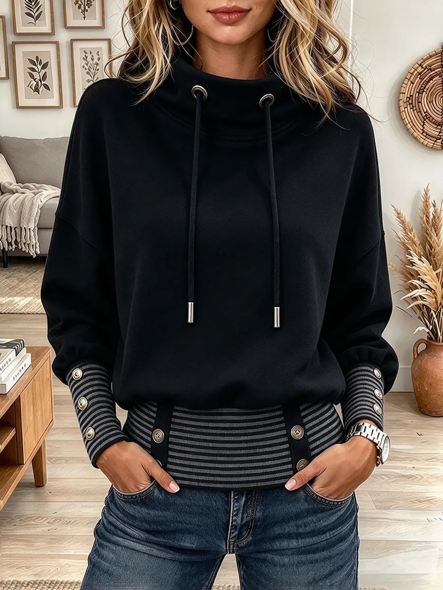 Women's Cowl Neck Drawstring Sweatshirt