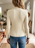 Women's Mock Neck Cutout Crossover Ribbed Top