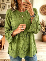 Women's Floral Crochet Lace Bell Sleeve Blouse
