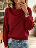 Women's Asymmetrical Draped Cowl Neck Sweater