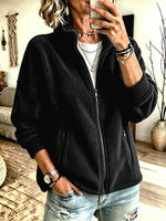 Cozy Warm Fleece Zip Art Casual Stylish Long Sleeve Coat