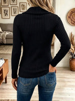 Women's Draped Cowl Neck Ruched Ribbed Knit Top