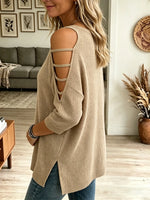 Women's Strappy Cold-Shoulder Knit Sweater