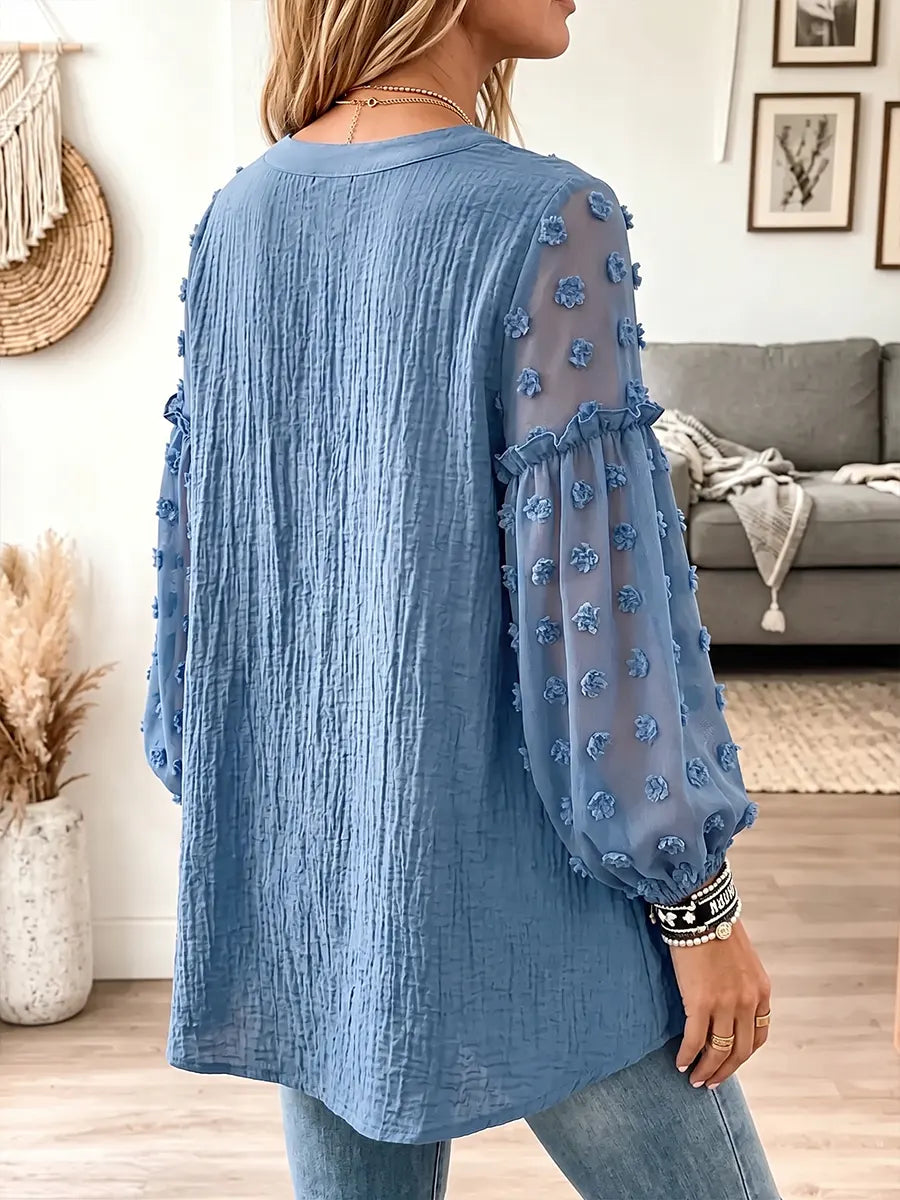 Vintage Elegant Cotton And Linen Patchwork Embroidered Sheer Shirt