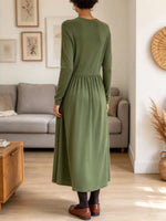 Vintage Chic Flowy Art Casual Stylish Long Sleeve Midi Dress