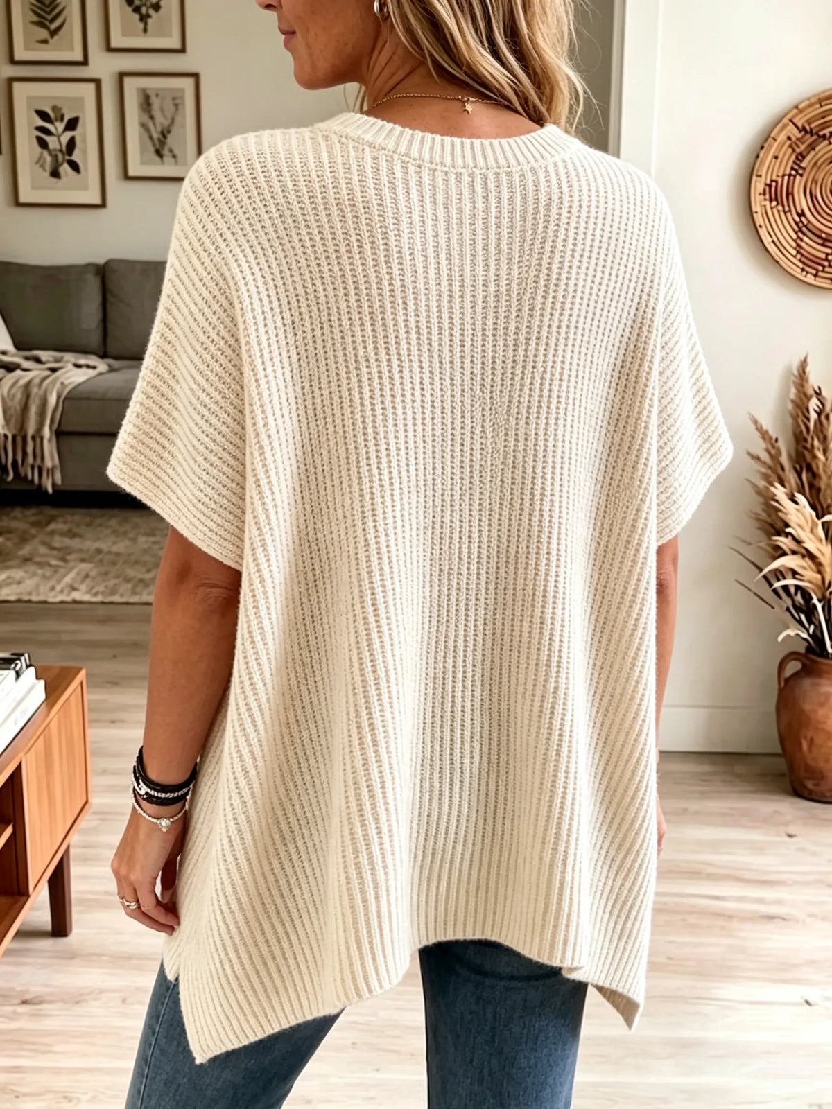 Women's High-Low Ribbed Knit Top