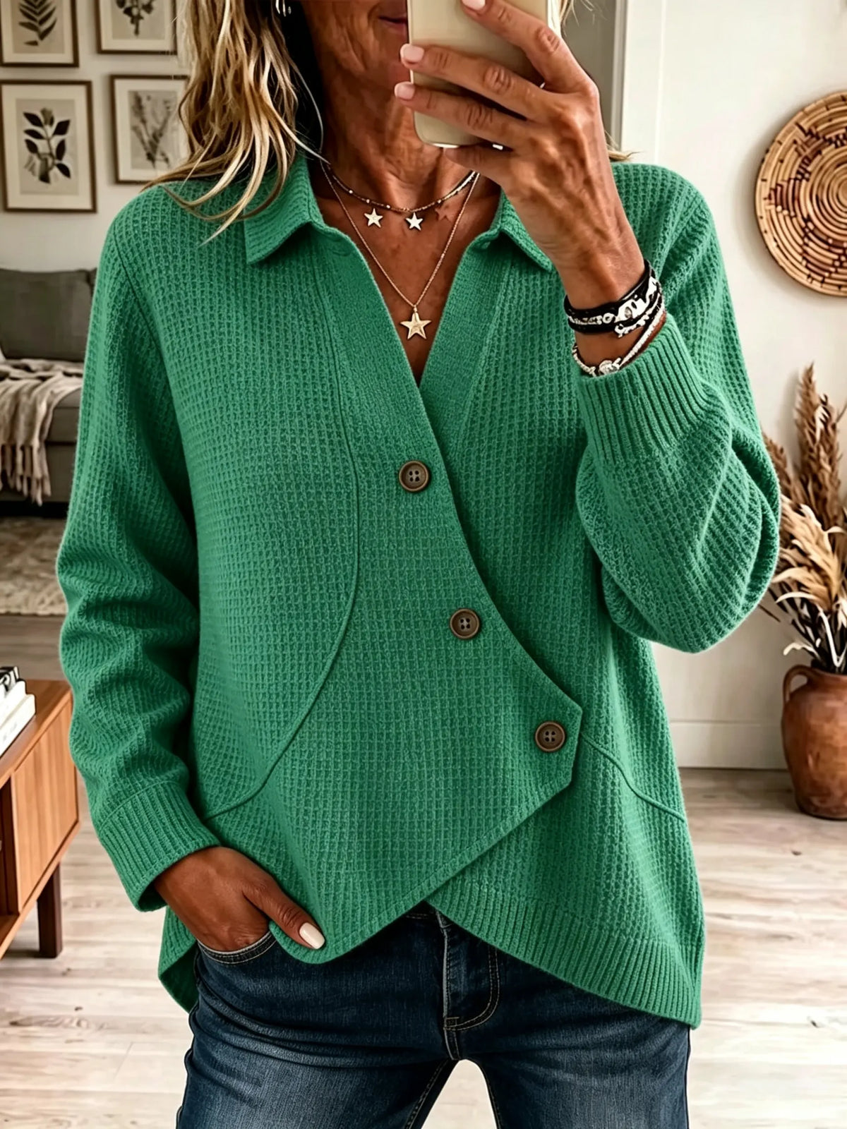 Women's Asymmetrical Button Cardigan Sweater