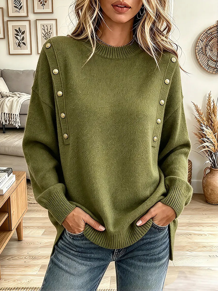 Vintage Elegant Button Knit Sweater