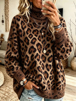 Women's Leopard Turtleneck Sweater