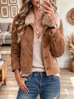 Retro Chic Fur Suede Art Casual Stylish Long Sleeve Coat