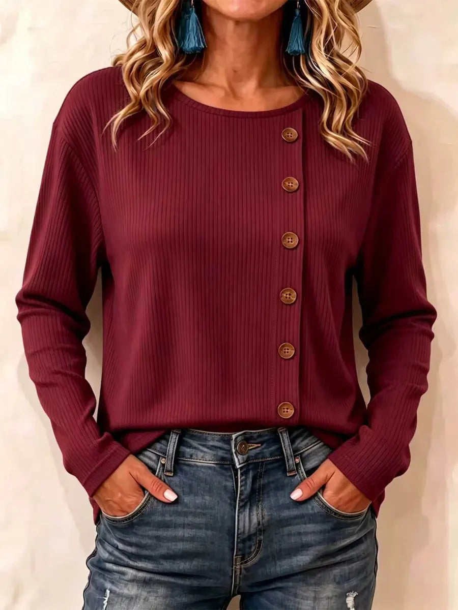 Retro Solid Color Art Casual Button Stylish Long Sleeve Shirt
