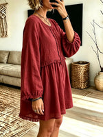 Women Boho Tassel Tunic Dress