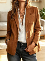 Retro Loose Casual Stylish Lapel Long Sleeve Suede Coat