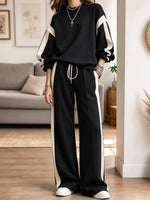 Retro Chic Cozy Art Casual Stylish Long Sleeve Top And Pants Two-piece Set