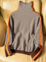 Cozy Herringbone Mock Neck Sweater