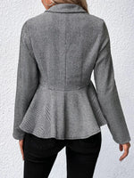 Retro Ruffle Art Stripe Pattern Casual Stylish Long Sleeve Lapel Coat