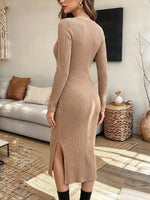 Vintage Elegant Knitted Crossover Dress