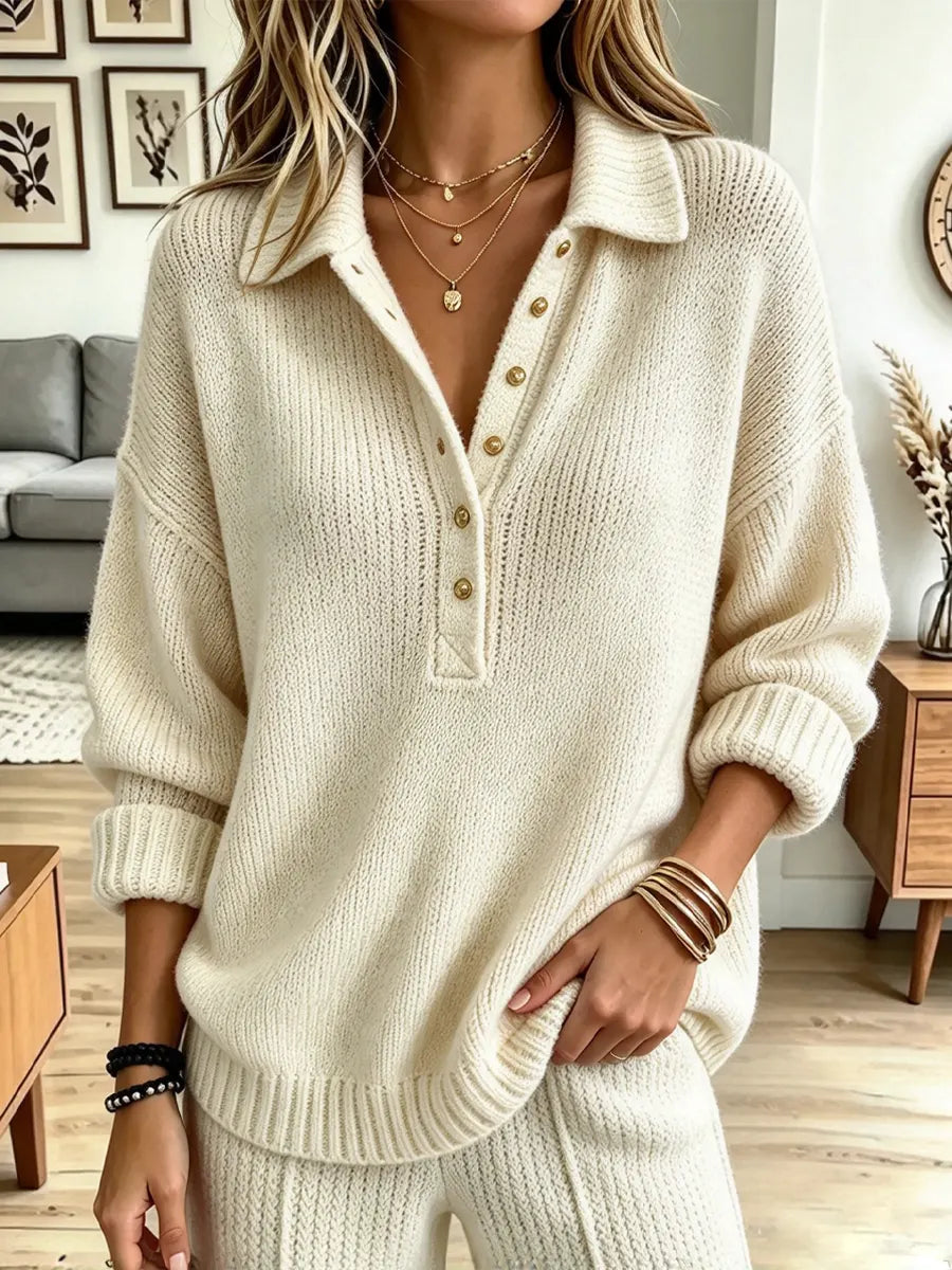 Vintage Lapel Knitted Art Casual Stylish Long Sleeve Sweater