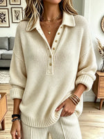 Vintage Lapel Knitted Art Casual Stylish Long Sleeve Sweater