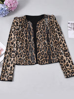 Retro Chic Leopard Sequin Casual Stylish Long Sleeve Coat