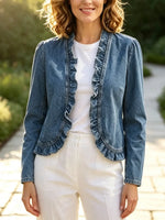 Retro Ruffle Art Casual Stylish Long Sleeve Denim Coat