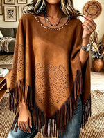 Women's Hollow-Out Tassel Cape Shawl