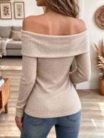 Retro Chic Off-shoulder Art Casual Knit Stylish Long Sleeve Sweater